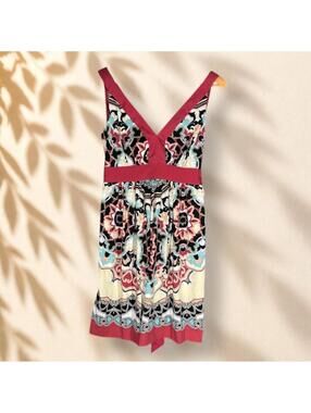 Trulli Dress Women 6 Pink Geometric Sheath Midi V-Neck Belted Zipper Sleeveless